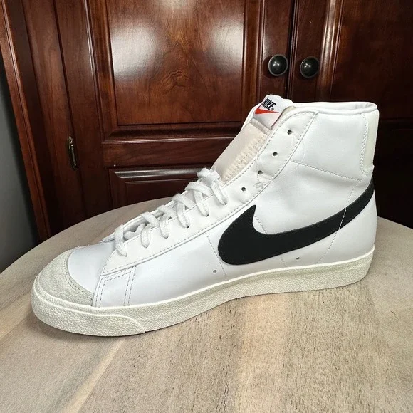 New Nike Blazer Mid 77 Vintage White Black BQ6806-100 Men Size 13 - Picture 10 of 12